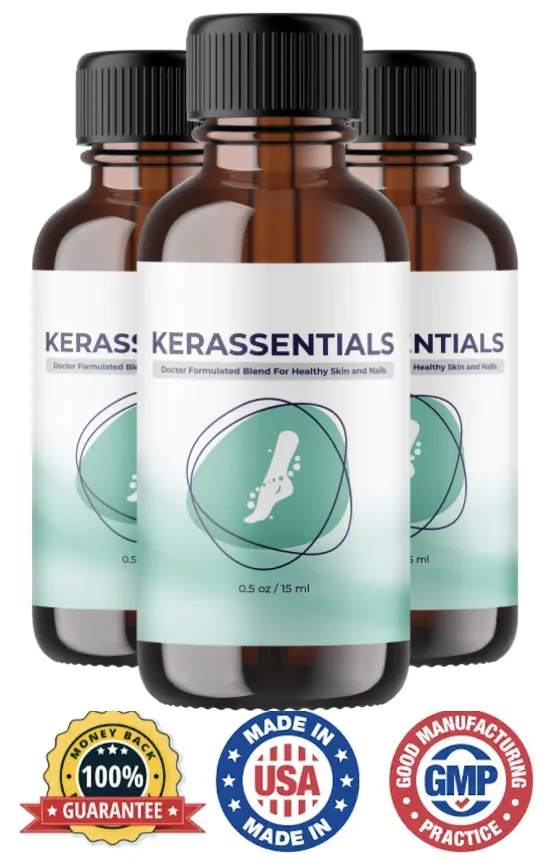 Kerassentials official product bottle for nail and skin health
